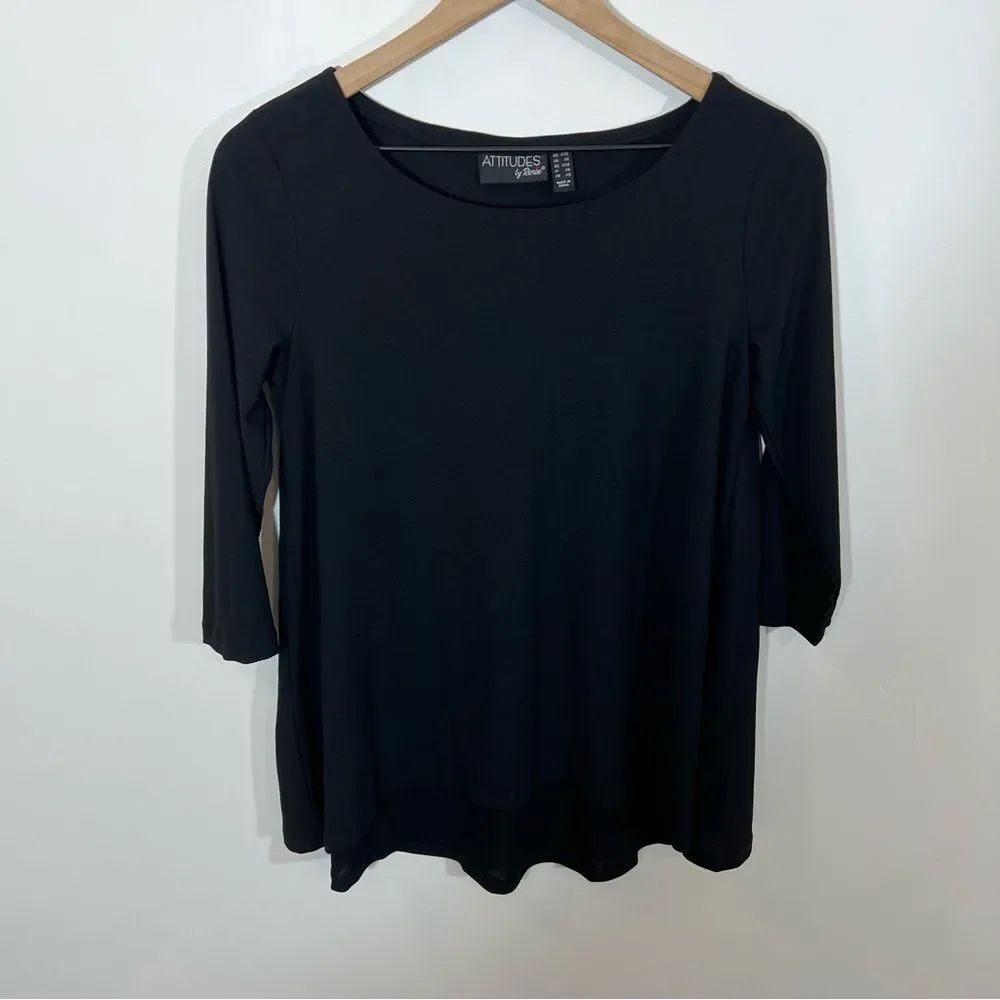 NWOT Attitudes by Renee 3/4 sleeve shirt with back detail | Size XXS